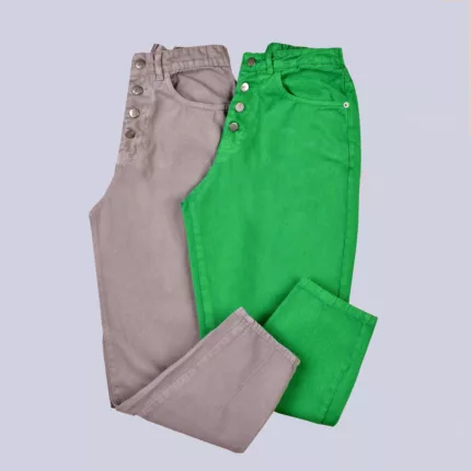 خرید شلوار جین مام استایل جین ذغالی و سبز زنانه ارزان