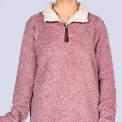 خرید سویشرت بلند تدی زنانه زیپی ارزان