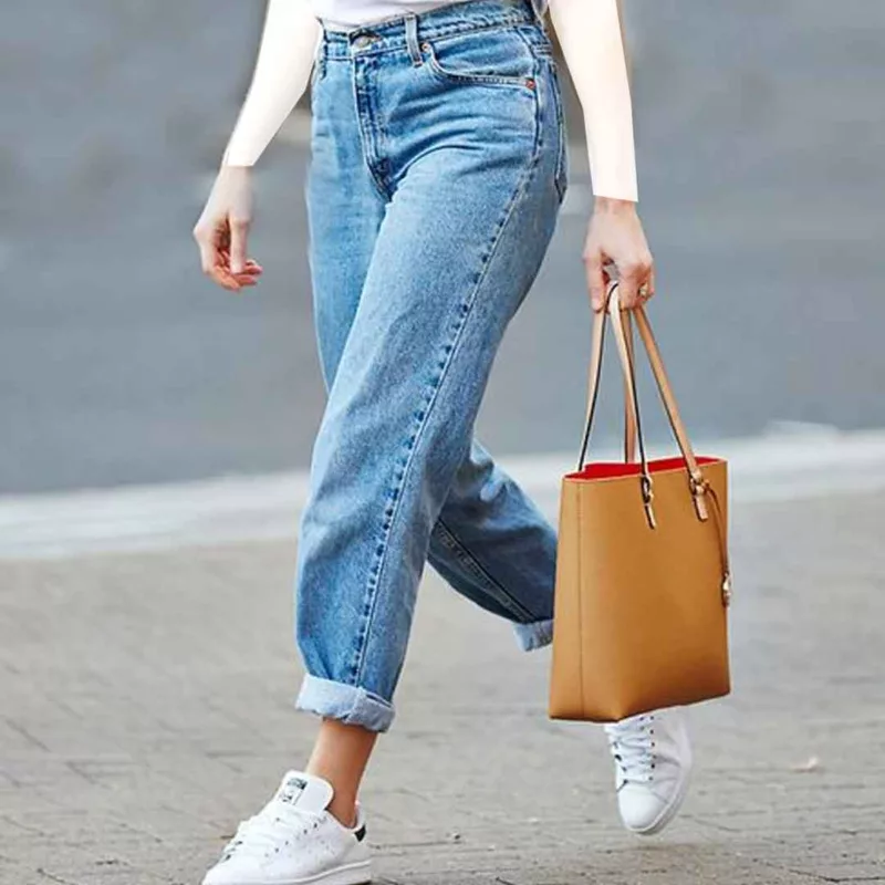 مدل شلوار جین مام استایل زنانه فاق بلند